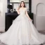 Romantique Blanche Robe Boule Grande Taille Robe De Mariée 2019 En Dentelle Tulle Dos Nu Perlage Bustier Chapel Train Mariage