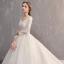 Classic Elegant White Ball Gown Wedding Dresses 2019 Lace Tulle V-Neck 3/4 Sleeve Appliques Backless Embroidered Cathedral Train Church Wedding