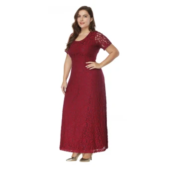 Classique Élégant Bordeaux Robe De Soirée 2020 Princesse Manches Courtes U Cou Dentelle Dos Nu Brodé Fait Main Soirée Robe De Ceremonie