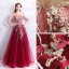 Modern / Fashion Red Evening Dresses  2018 A-Line / Princess Tulle U-Neck Appliques Backless Beading Sequins Formal Dresses