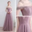 Modern / Fashion Floor-Length / Long Lavender Evening Dresses  2018 A-Line / Princess Lace-up U-Neck Tulle Backless Evening Party Formal Dresses