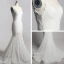 Luxury / Gorgeous Ivory Court Train Wedding 2018 Trumpet / Mermaid Lace V-Neck Lace-up Appliques Backless Beading Pierced Wedding Dresses