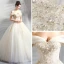 Classic Elegant White Champagne Floor-Length / Long Wedding 2018 Tulle Lace-up Appliques Backless Beading Strapless Ball Gown Wedding Dresses