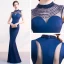 Sexy Modern / Fashion Royal Blue Evening Dresses  2018 Floor-Length / Long High Neck Charmeuse Beading Appliques Pageant Trumpet / Mermaid Formal Dresses