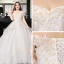 Romantique Blanche Robe Boule Grande Taille Robe De Mariée 2019 En Dentelle Tulle Dos Nu Perlage Bustier Chapel Train Mariage