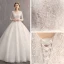 Classic Elegant White Ball Gown Wedding Dresses 2019 Lace Tulle V-Neck 3/4 Sleeve Appliques Backless Embroidered Cathedral Train Church Wedding
