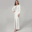 Modern / Fashion White Evening Dresses  2020 Trumpet / Mermaid Floor-Length / Long U-Neck Beading Rhinestone Sequins Dating Work Cocktail Party Evening Party Formal Dresses
