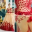 Luxury / Gorgeous Champagne Wedding Dresses 2017 Red Zipper Up Appliques Backless Embroidered Flower Pearl Rhinestone Handmade  Cathedral Train Organza Square Neckline Sleeveless Wedding