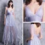 Modern / Fashion Floor-Length / Long Lavender Evening Dresses  2018 A-Line / Princess V-Neck Tulle Appliques Backless Formal Dresses