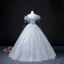 Fashion Sky Blue Beading Pearl Sequins Prom Dresses 2022 Ball Gown Tassel Off-The-Shoulder Short Sleeve Backless Floor-Length / Long Formal Dresses