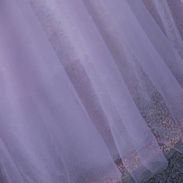 Chic / Beautiful Lavender Laser Sequins Prom Dresses 2022 Ball Gown Off-The-Shoulder Short Sleeve Backless Floor-Length / Long Prom Formal Dresses