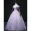 Chic / Beautiful Lavender Laser Sequins Prom Dresses 2022 Ball Gown Off-The-Shoulder Short Sleeve Backless Floor-Length / Long Prom Formal Dresses
