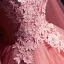 Elegant Candy Pink Prom Dresses 2018 Ball Gown V-Neck Sleeveless Appliques Lace Pearl Sequins Floor-Length / Long Cascading Ruffles Backless Formal Dresses