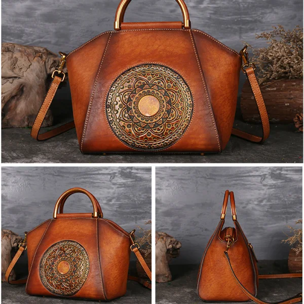 Vintage Bruin Straatkleding Leer Totem Handtas Dames Tassen 2023