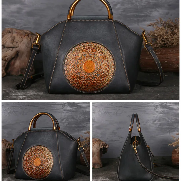 Vintage Bruin Straatkleding Leer Totem Handtas Dames Tassen 2023