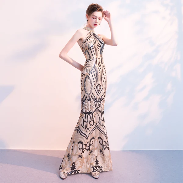 Chic / Beautiful Black Gold Sequins Evening Dresses 2018 Trumpet / Mermaid Scoop Neck Strapless Sleeveless Beading Floor-Length / Long Ruffle Formal Dresses