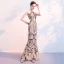Chic / Beautiful Black Gold Sequins Evening Dresses  2018 Trumpet / Mermaid Scoop Neck Strapless Sleeveless Beading Floor-Length / Long Ruffle Formal Dresses