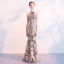 Chic / Beautiful Black Gold Sequins Evening Dresses  2018 Trumpet / Mermaid Scoop Neck Strapless Sleeveless Beading Floor-Length / Long Ruffle Formal Dresses