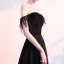 Elegante Schwarz Abendkleider 2018 A Linie Off Shoulder Kurze Ärmel Perlenstickerei Feder Sweep / Pinsel Zug Rückenfreies Festliche Kleider