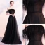 Elegante Schwarz Abendkleider 2018 A Linie Off Shoulder Kurze Ärmel Perlenstickerei Feder Sweep / Pinsel Zug Rückenfreies Festliche Kleider