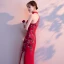 Chinese style Burgundy Evening Dresses  2018 Trumpet / Mermaid High Neck 3/4 Sleeve Embroidered Split Front Floor-Length / Long Backless Formal Dresses