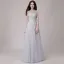 Abordable Gris Transparentes Robe De Bal 2018 Princesse Encolure Dégagée Manches Longues Appliques En Dentelle Ceinture Longue Volants Dos Nu Robe De Ceremonie