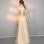 Elegant Gold Evening Dresses  2018 A-Line / Princess Off-The-Shoulder Short Sleeve Beading Floor-Length / Long Ruffle Backless Formal Dresses