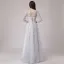 Abordable Gris Transparentes Robe De Bal 2018 Princesse Encolure Dégagée Manches Longues Appliques En Dentelle Ceinture Longue Volants Dos Nu Robe De Ceremonie