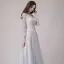 Abordable Gris Transparentes Robe De Bal 2018 Princesse Encolure Dégagée Manches Longues Appliques En Dentelle Ceinture Longue Volants Dos Nu Robe De Ceremonie