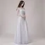 Abordable Gris Transparentes Robe De Bal 2018 Princesse Encolure Dégagée Manches Longues Appliques En Dentelle Ceinture Longue Volants Dos Nu Robe De Ceremonie