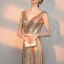 Scintillantes Doré Paillettes Robe De Soirée 2018 Princesse V-Cou Sans Manches Perlage Ceinture Longue Volants Dos Nu Robe De Ceremonie