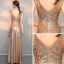 Scintillantes Doré Paillettes Robe De Soirée 2018 Princesse V-Cou Sans Manches Perlage Ceinture Longue Volants Dos Nu Robe De Ceremonie
