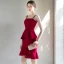 Modern / Fashion Burgundy Homecoming Graduation Dresses 2018 Shoulders Sleeveless Knee-Length Ruffle Backless Formal Dresses
