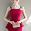 Modern / Fashion Burgundy Homecoming Graduation Dresses 2018 Shoulders Sleeveless Knee-Length Ruffle Backless Formal Dresses