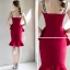 Modern / Fashion Burgundy Homecoming Graduation Dresses 2018 Shoulders Sleeveless Knee-Length Ruffle Backless Formal Dresses