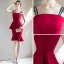 Modern / Fashion Burgundy Homecoming Graduation Dresses 2018 Shoulders Sleeveless Knee-Length Ruffle Backless Formal Dresses