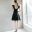 Chic / Belle Noire de retour Robe De Graduation 2018 Princesse Unique épaules Courte Volants Dos Nu Robe De Ceremonie