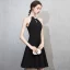 Modern / Fashion Black Homecoming Graduation Dresses 2018 A-Line / Princess Scoop Neck Sleeveless Short Ruffle Backless Formal Dresses