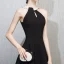 Modern / Fashion Black Homecoming Graduation Dresses 2018 A-Line / Princess Scoop Neck Sleeveless Short Ruffle Backless Formal Dresses