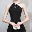 Modern / Fashion Black Homecoming Graduation Dresses 2018 A-Line / Princess Scoop Neck Sleeveless Short Ruffle Backless Formal Dresses