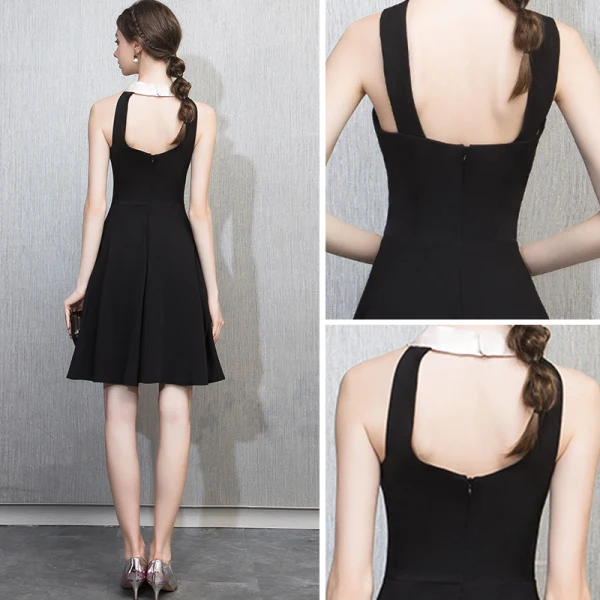 Modern / Fashion Black Homecoming Graduation Dresses 2018 A-Line / Princess Scoop Neck Sleeveless Short Ruffle Backless Formal Dresses