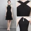 Modern / Fashion Black Homecoming Graduation Dresses 2018 A-Line / Princess Scoop Neck Sleeveless Short Ruffle Backless Formal Dresses