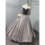 Elegant Silver Grey Ruffle Prom Dresses 2023 Ball Gown Strapless Sleeveless Backless Floor-Length / Long Prom Formal Dresses
