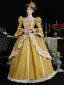 Vintage / Retro Medieval Bling Bling Yellow Prom Dresses Prom Dresses 2024 3D Lace Floor-Length / Long U-Neck Long Sleeve Ball Gown Cosplay Prom Formal Dresses