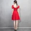 Chic / Beautiful Red Homecoming Graduation Dresses 2018 A-Line / Princess V-Neck Puffy Short Sleeve Short Ruffle Backless Formal Dresses