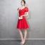 Chic / Beautiful Red Homecoming Graduation Dresses 2018 A-Line / Princess V-Neck Puffy Short Sleeve Short Ruffle Backless Formal Dresses