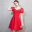 Chic / Beautiful Red Homecoming Graduation Dresses 2018 A-Line / Princess V-Neck Puffy Short Sleeve Short Ruffle Backless Formal Dresses