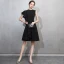 Chic / Beautiful Black Homecoming Graduation Dresses 2018 A-Line / Princess Scoop Neck One-Shoulder Short Sleeve Short Ruffle Formal Dresses
