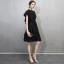 Chic / Beautiful Black Homecoming Graduation Dresses 2018 A-Line / Princess Scoop Neck One-Shoulder Short Sleeve Short Ruffle Formal Dresses