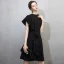 Chic / Beautiful Black Homecoming Graduation Dresses 2018 A-Line / Princess Scoop Neck One-Shoulder Short Sleeve Short Ruffle Formal Dresses